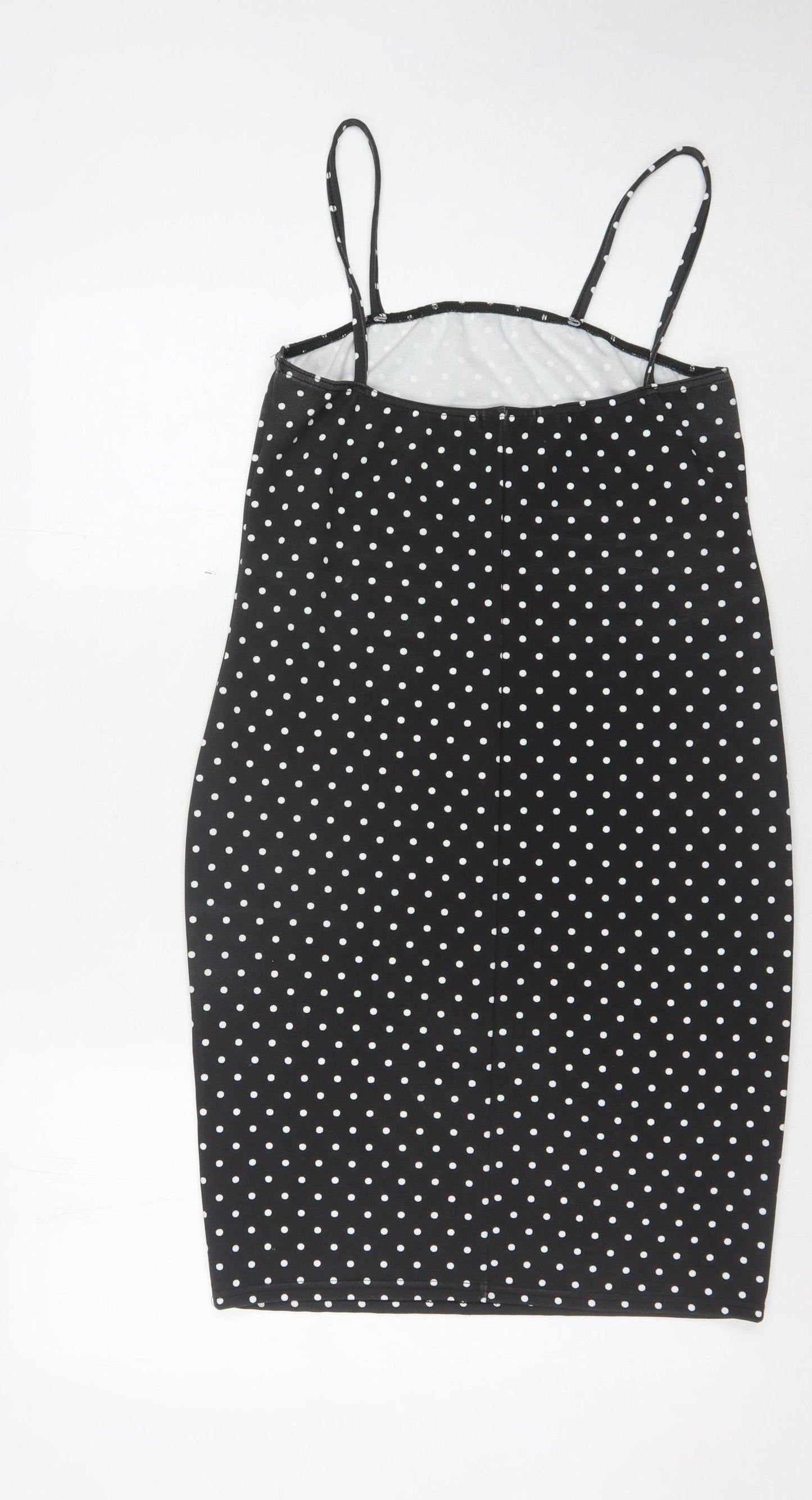 Boohoo Women's Black Polka Dot Dress Size 14