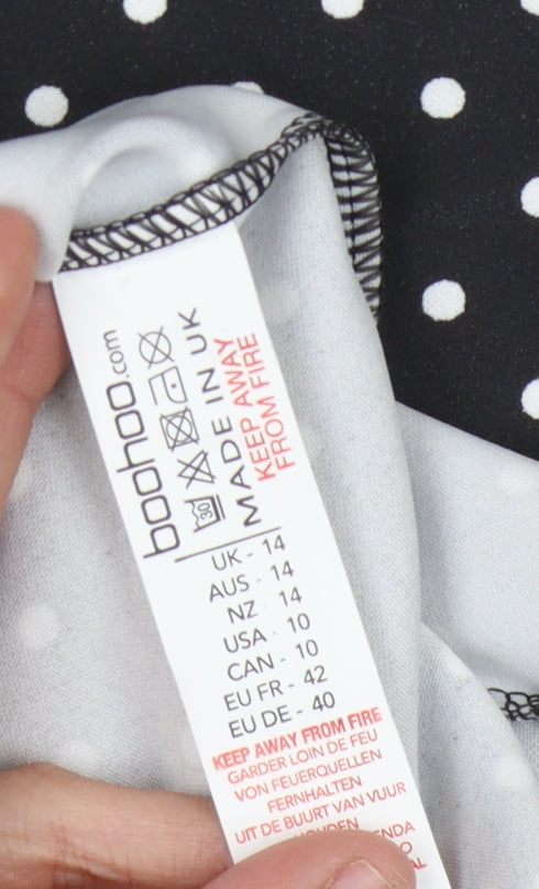 Boohoo Women's Black Polka Dot Dress Size 14