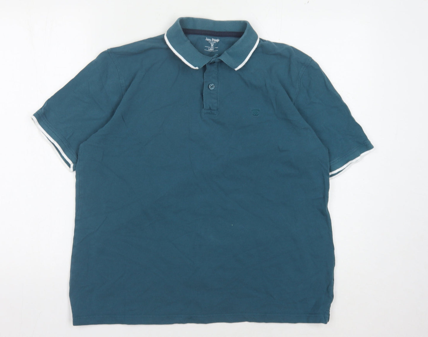 James Pringle Men's Blue Polo Shirt Large