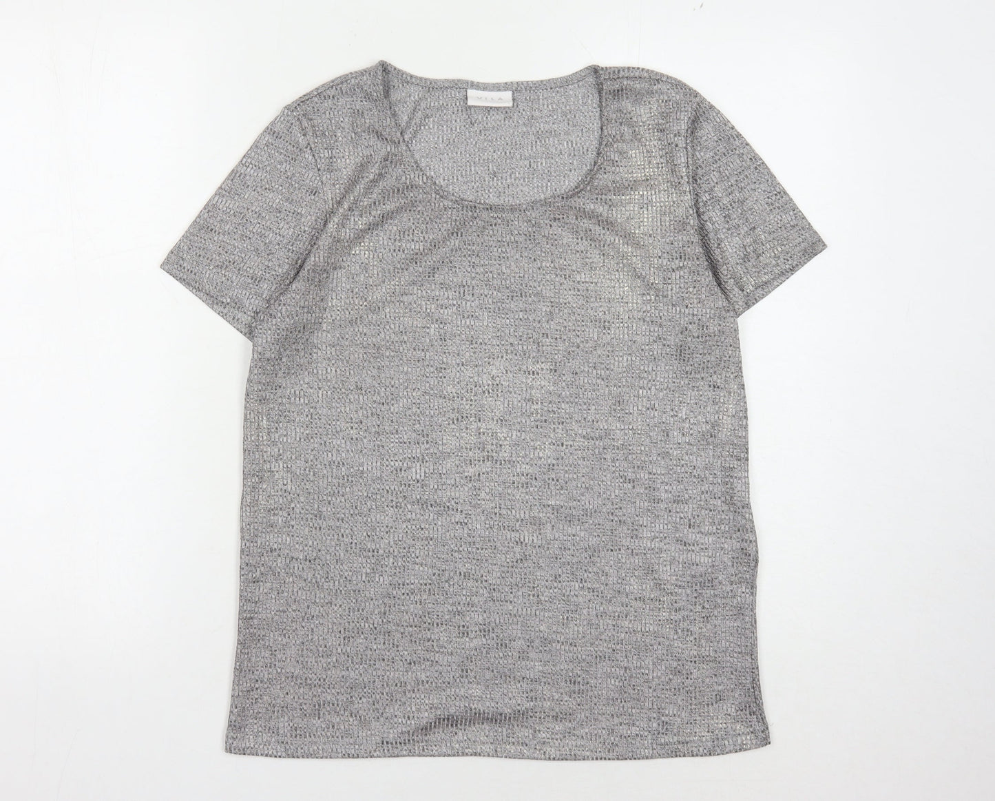 Womens UK Size L VILA Grey Basic T-Shirt