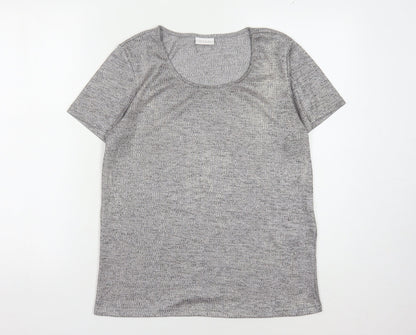 Womens UK Size L VILA Grey Basic T-Shirt