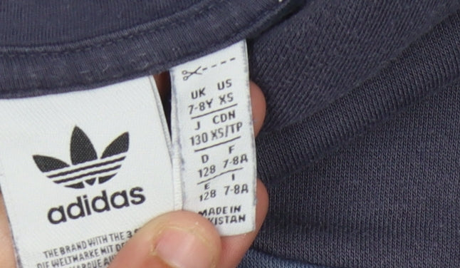 Adidas Boys Blue Pullover Hoodie XS Colourblock