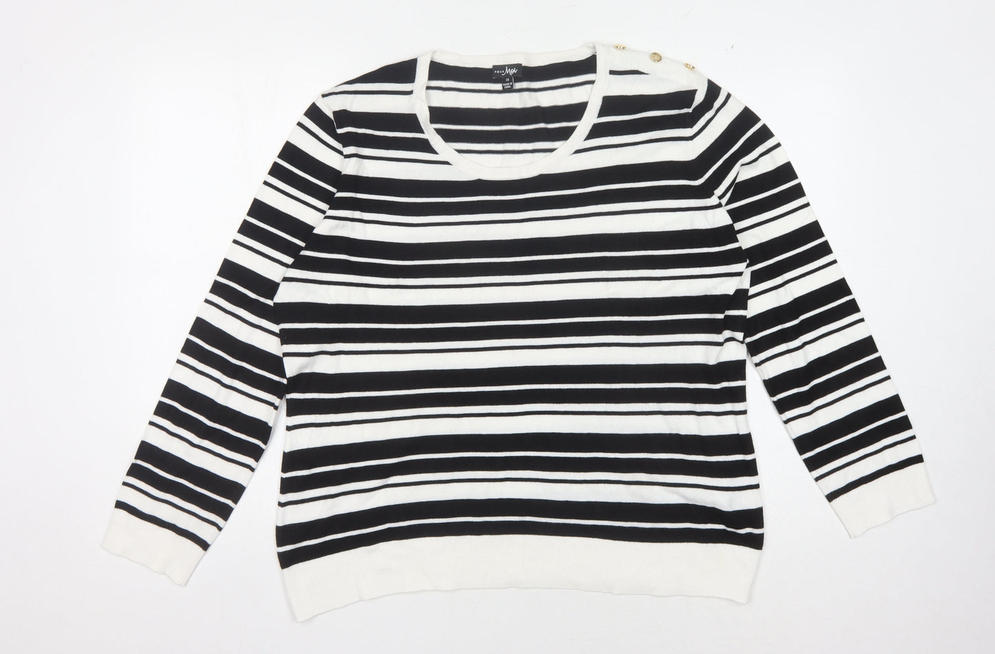 Pour Moi Women's Black Striped Jumper Size 18 Pullover