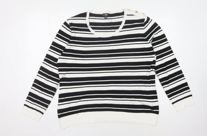 Pour Moi Women's Black Striped Jumper Size 18 Pullover