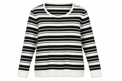 Pour Moi Women's Black Striped Jumper Size 18 Pullover
