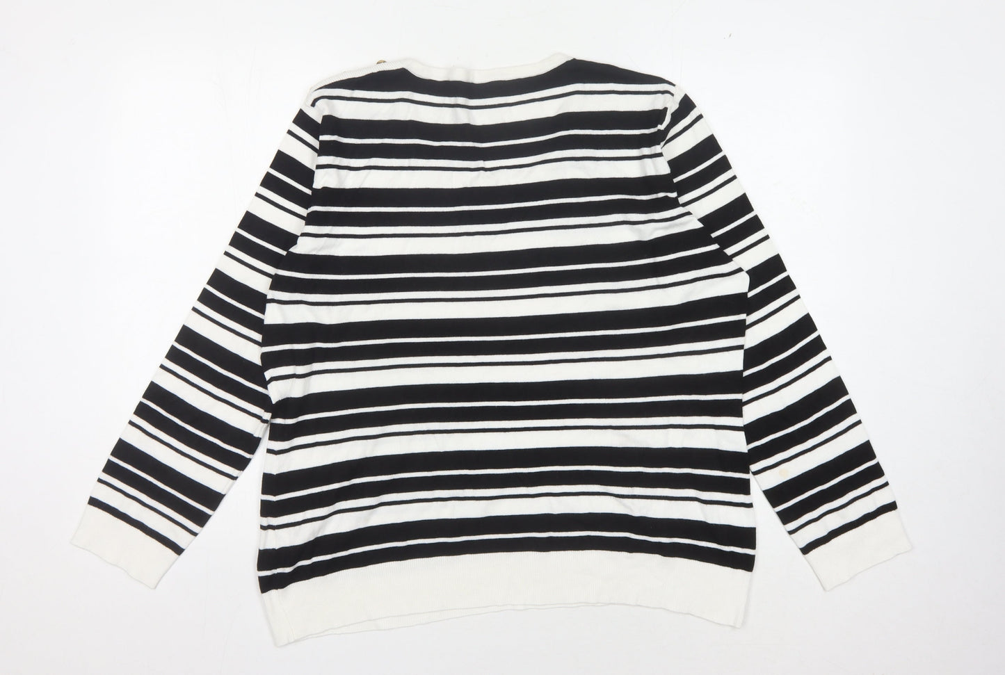 Pour Moi Women's Black Striped Jumper Size 18 Pullover