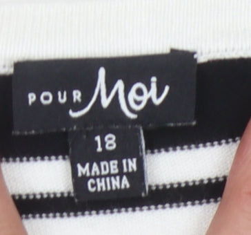 Pour Moi Women's Black Striped Jumper Size 18 Pullover
