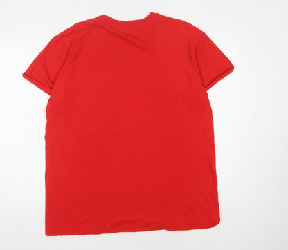 Unisex Adults UK Size XL Disney Red Basic T-Shirt
