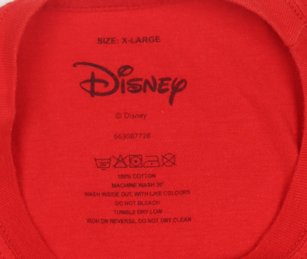Unisex Adults UK Size XL Disney Red Basic T-Shirt