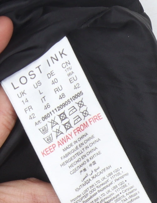 Lost Ink Women's White Check Skirt L