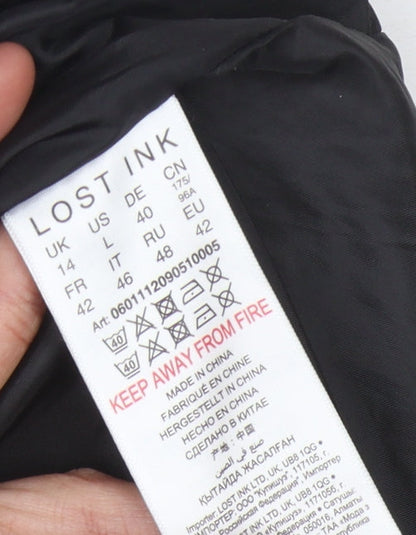 Lost Ink Women's White Check Skirt L