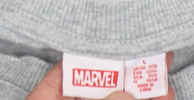 Unisex Adults UK Size L Marvel Grey Basic T-Shirt