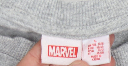 Unisex Adults UK Size L Marvel Grey Basic T-Shirt