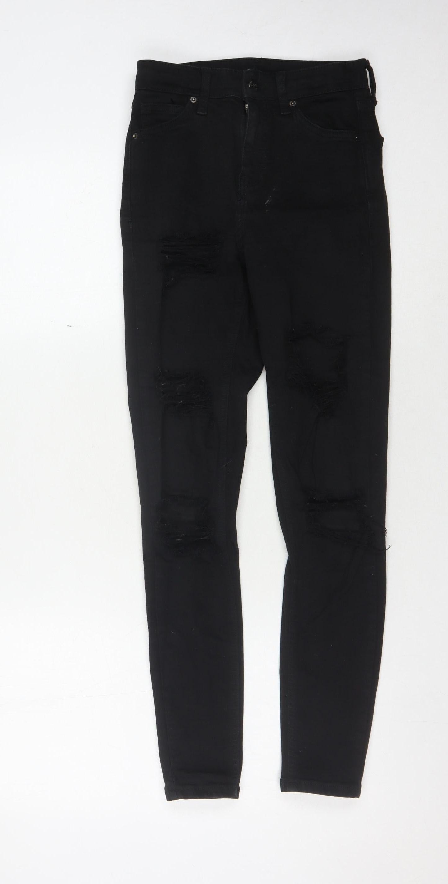 Topshop Women's Black Skinny Distressed Jeans Size 8