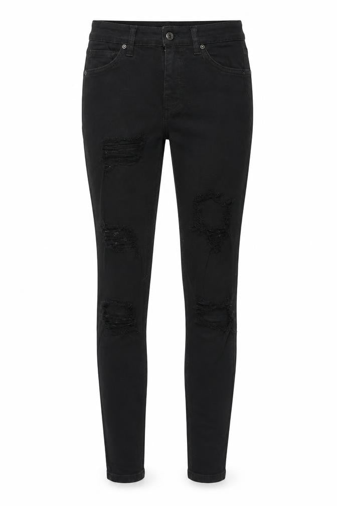 Topshop Women's Black Skinny Distressed Jeans Size 8