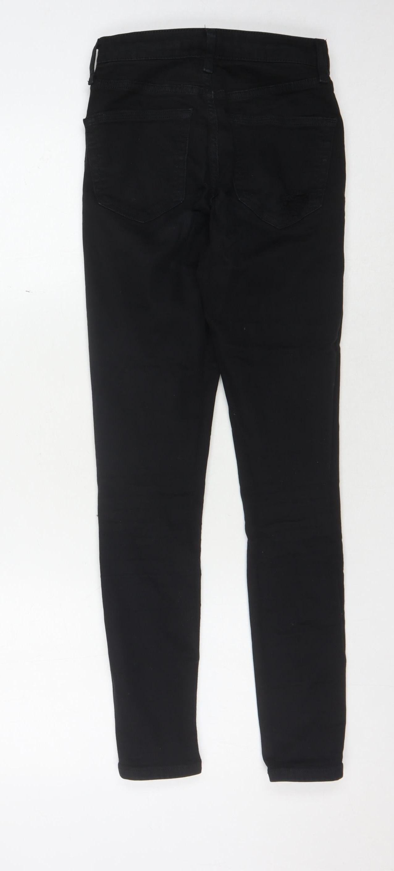 Topshop Women's Black Skinny Distressed Jeans Size 8