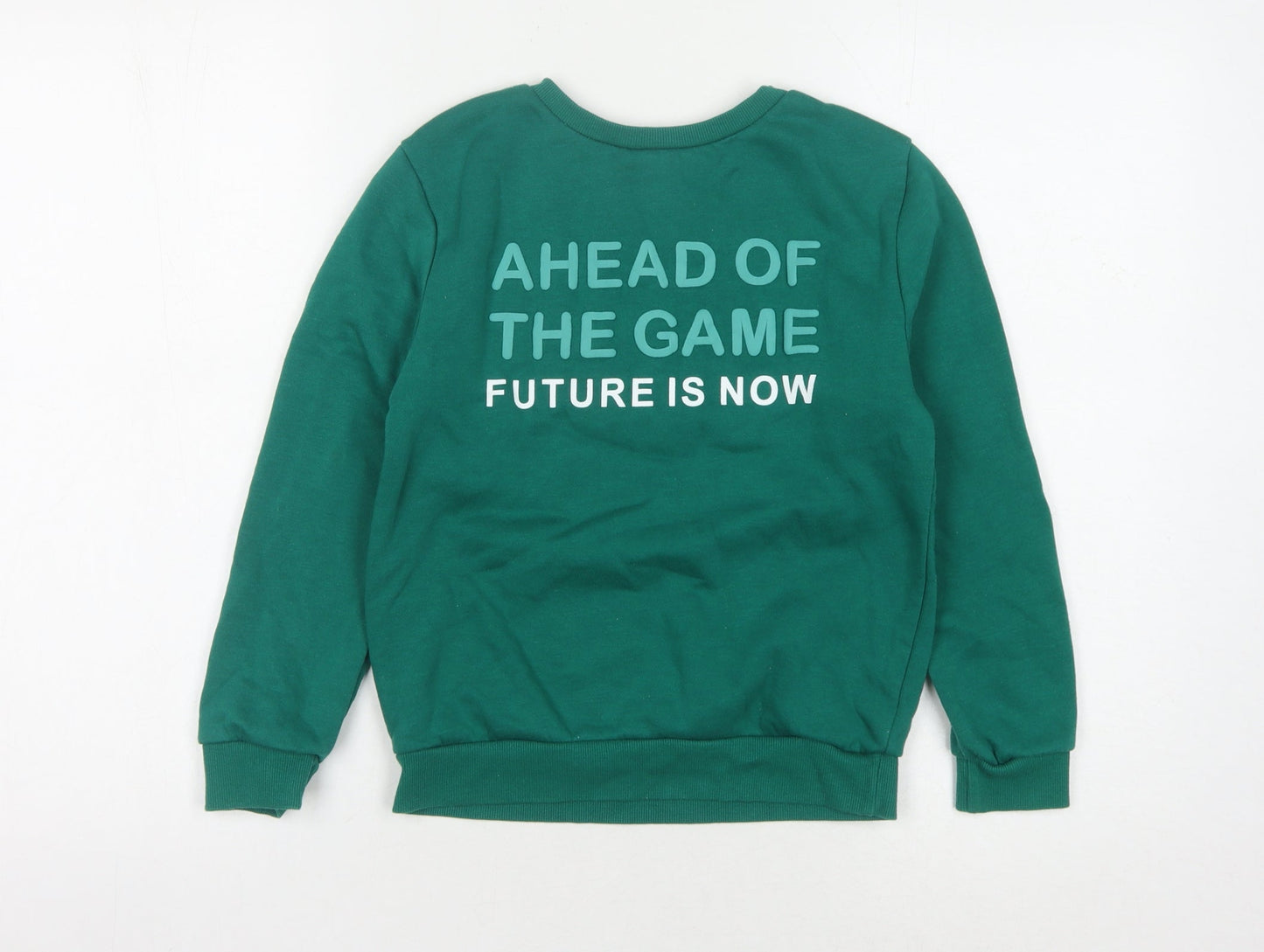 Jeff & Co Girls Green Graphic Sweatshirt 9-10 Years Pullover
