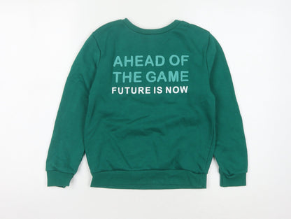 Jeff & Co Girls Green Graphic Sweatshirt 9-10 Years Pullover