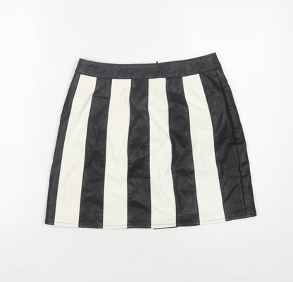Nasty Gal Women's Black & White Striped Skirt - Size 8