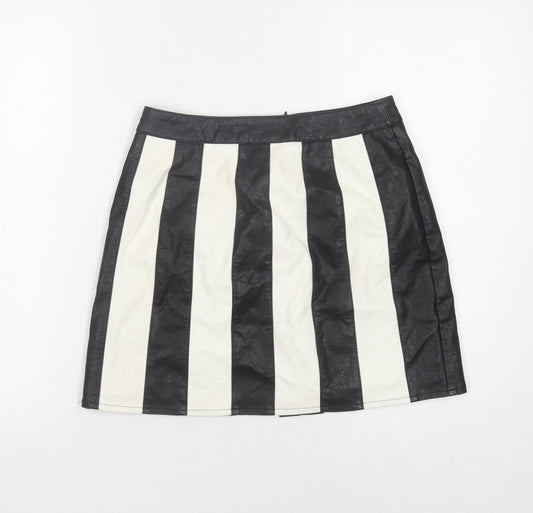 Nasty Gal Women's Black & White Striped Skirt - Size 8