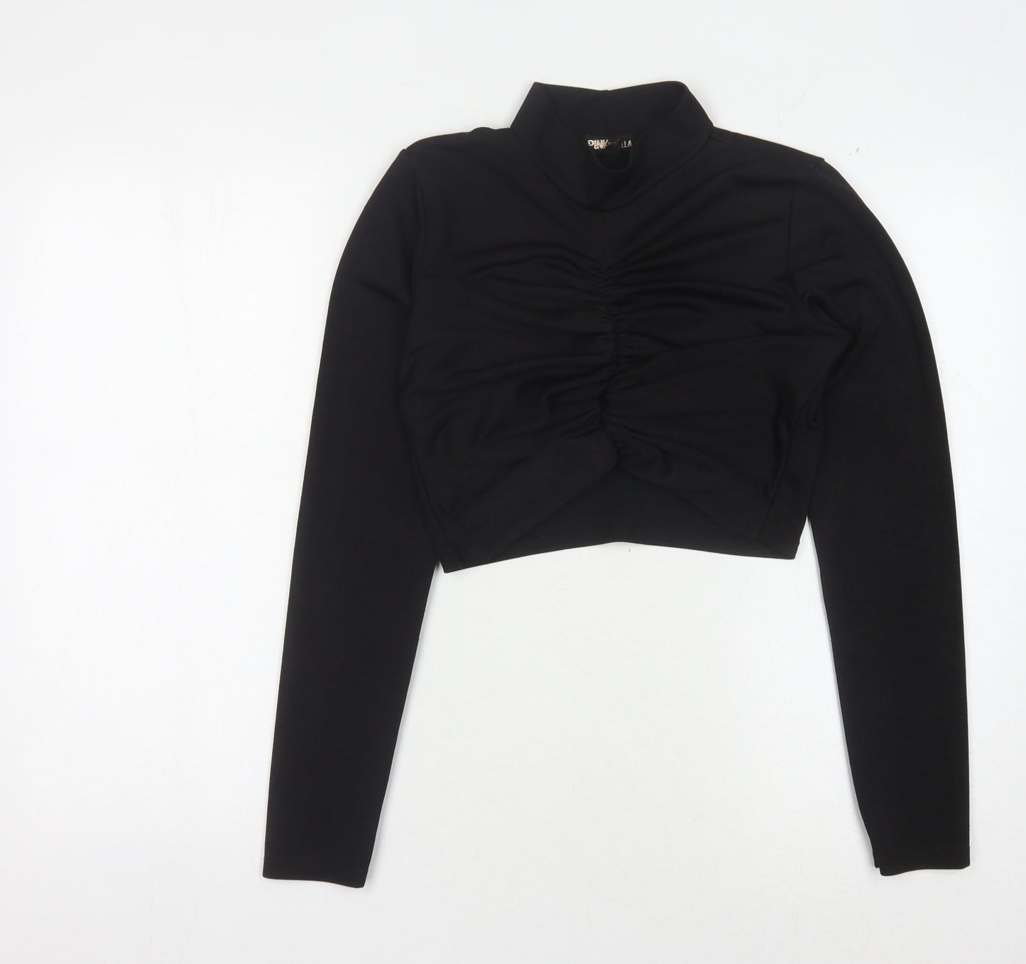 Womens UK Size L Pink Vanilla Black Cropped Blouse