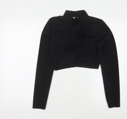 Womens UK Size L Pink Vanilla Black Cropped Blouse