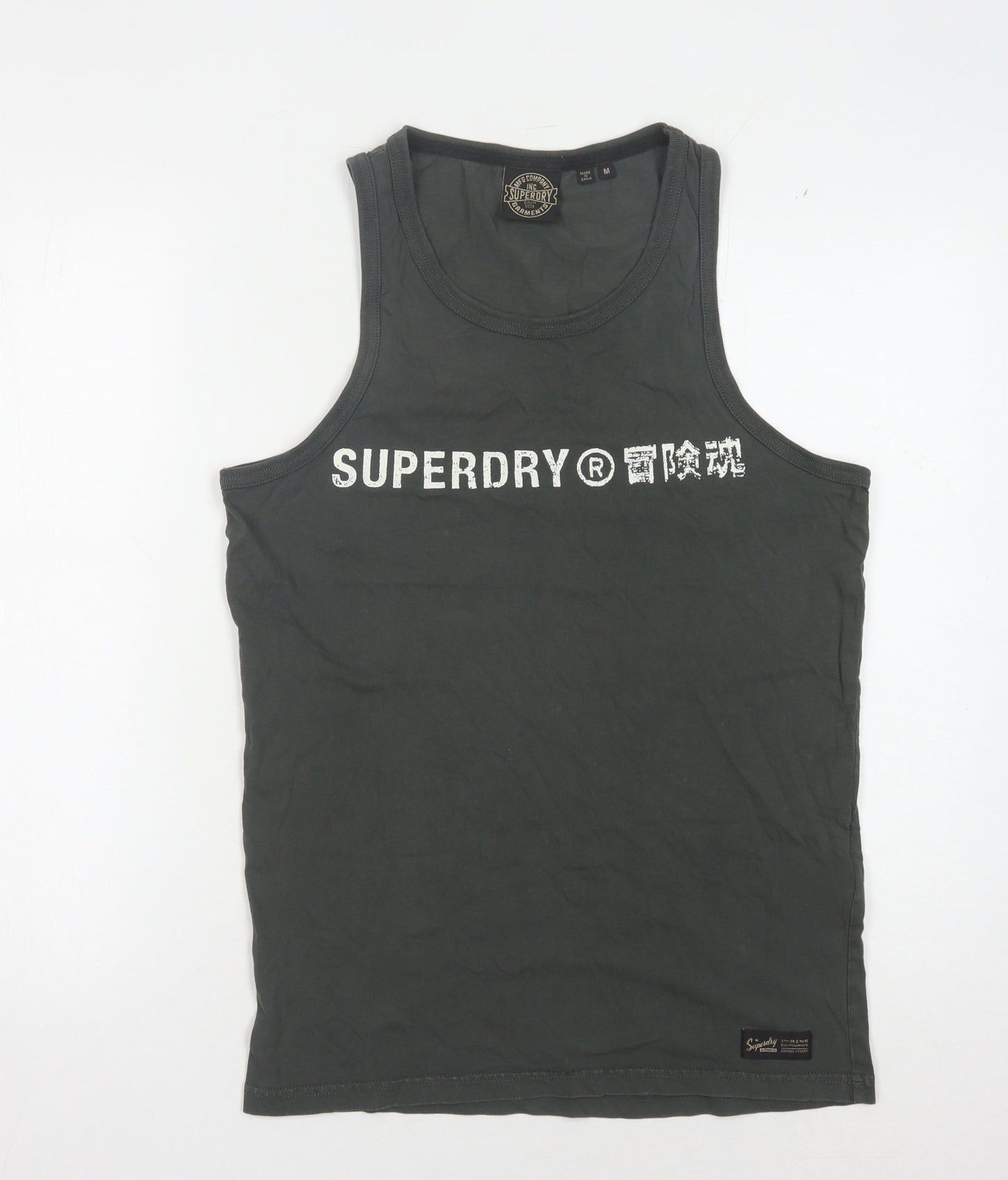 Superdry Men's Grey Cotton Sleeveless T-Shirt M