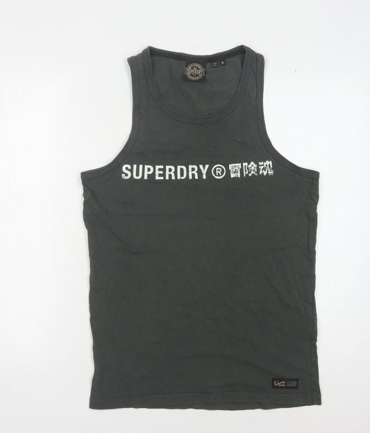 Superdry Men's Grey Cotton Sleeveless T-Shirt M