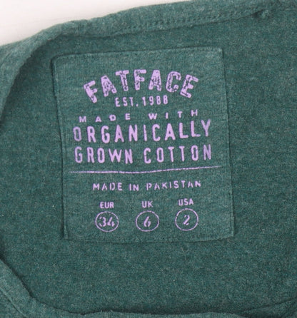 Womens UK Size 6 Fat Face Green Basic T-Shirt
