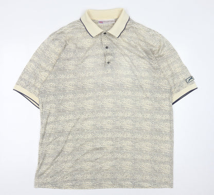 Slazenger L Beige Striped Polo, Men's, Short Sleeve