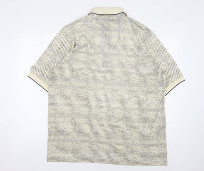 Slazenger L Beige Striped Polo, Men's, Short Sleeve