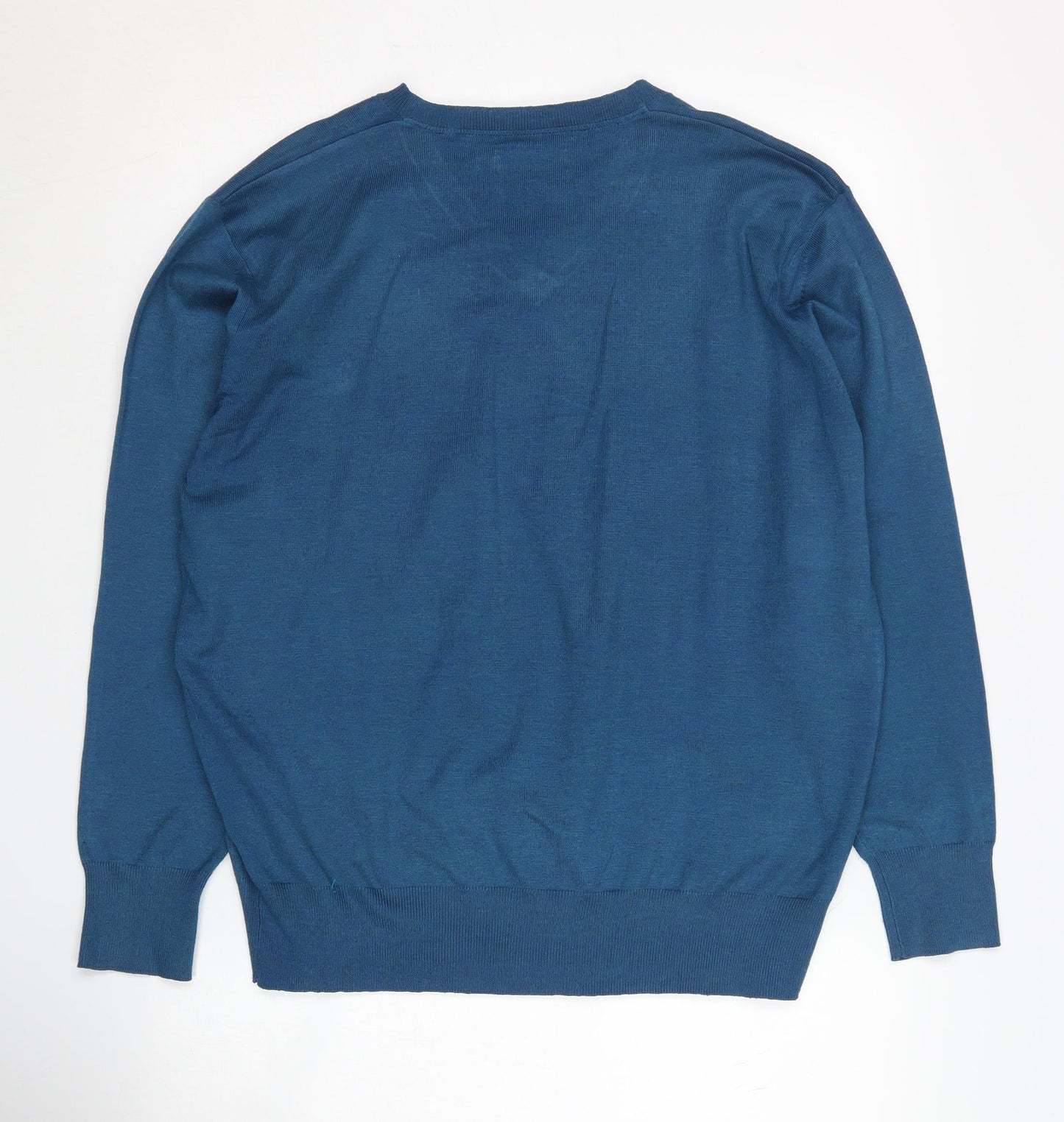 Jeff Banks Men's Blue V-Neck Pullover Jumper Size L