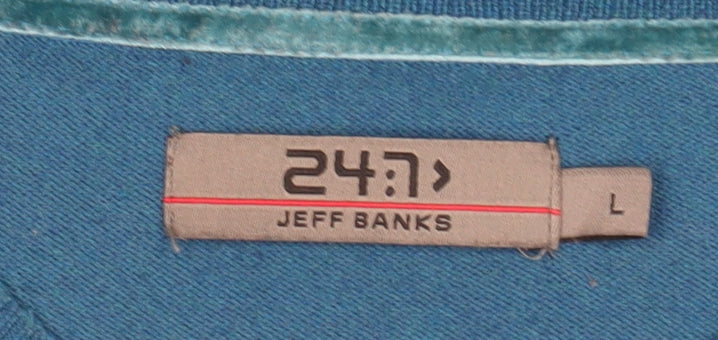 Jeff Banks Men's Blue V-Neck Pullover Jumper Size L