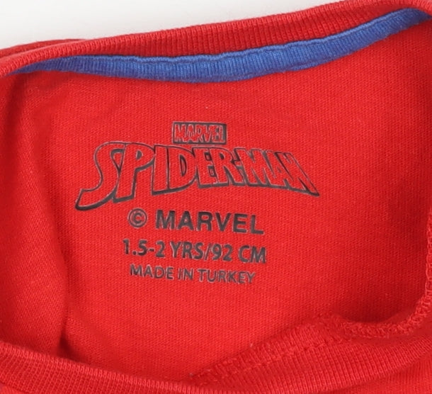 Marvel Boys Red Spider-Man T-Shirt 2 Years Graphic Print