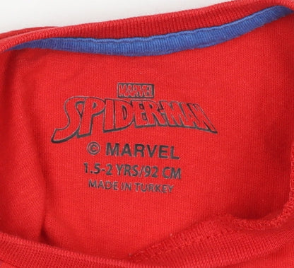 Marvel Boys Red Spider-Man T-Shirt 2 Years Graphic Print