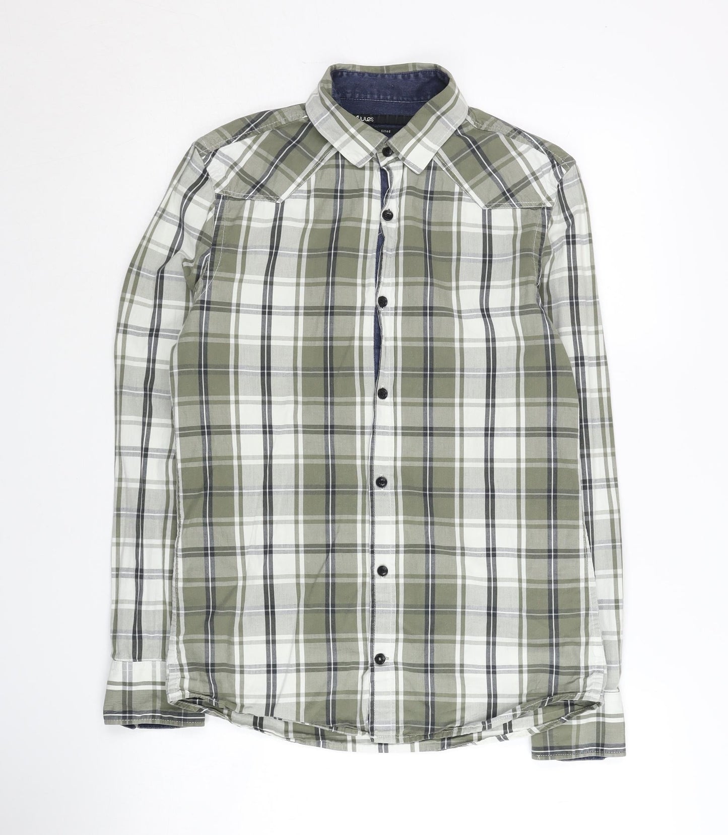 Jules Men's Green Plaid Slim Fit Shirt, Size S