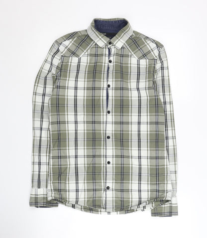 Jules Men's Green Plaid Slim Fit Shirt, Size S