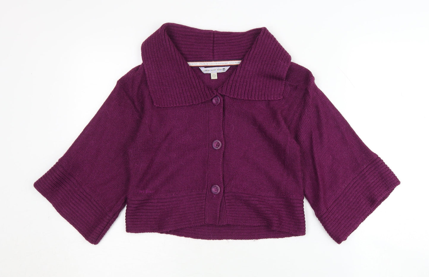 Womens UK Size 8 Fat Face Purple Cardigan Jumper
