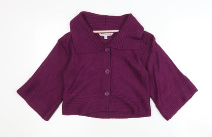 Womens UK Size 8 Fat Face Purple Cardigan Jumper