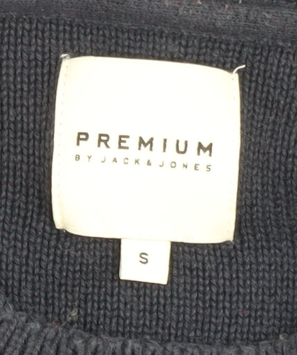 Jack & Jones Men's Blue Cotton Crew Neck Jumper - S