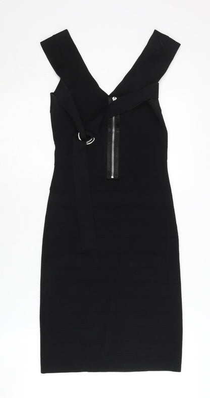 Karen Millen Black Bodycon Dress Women Size 8