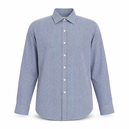 Front view of Michael Kors Men’s Slim-Fit Blue Check Shirt