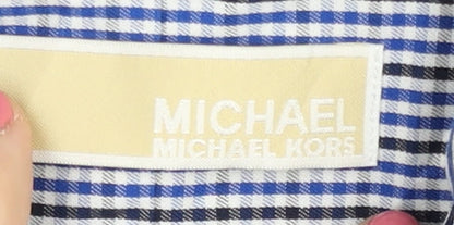 Michael Kors Men’s Slim-Fit Blue Check Shirt