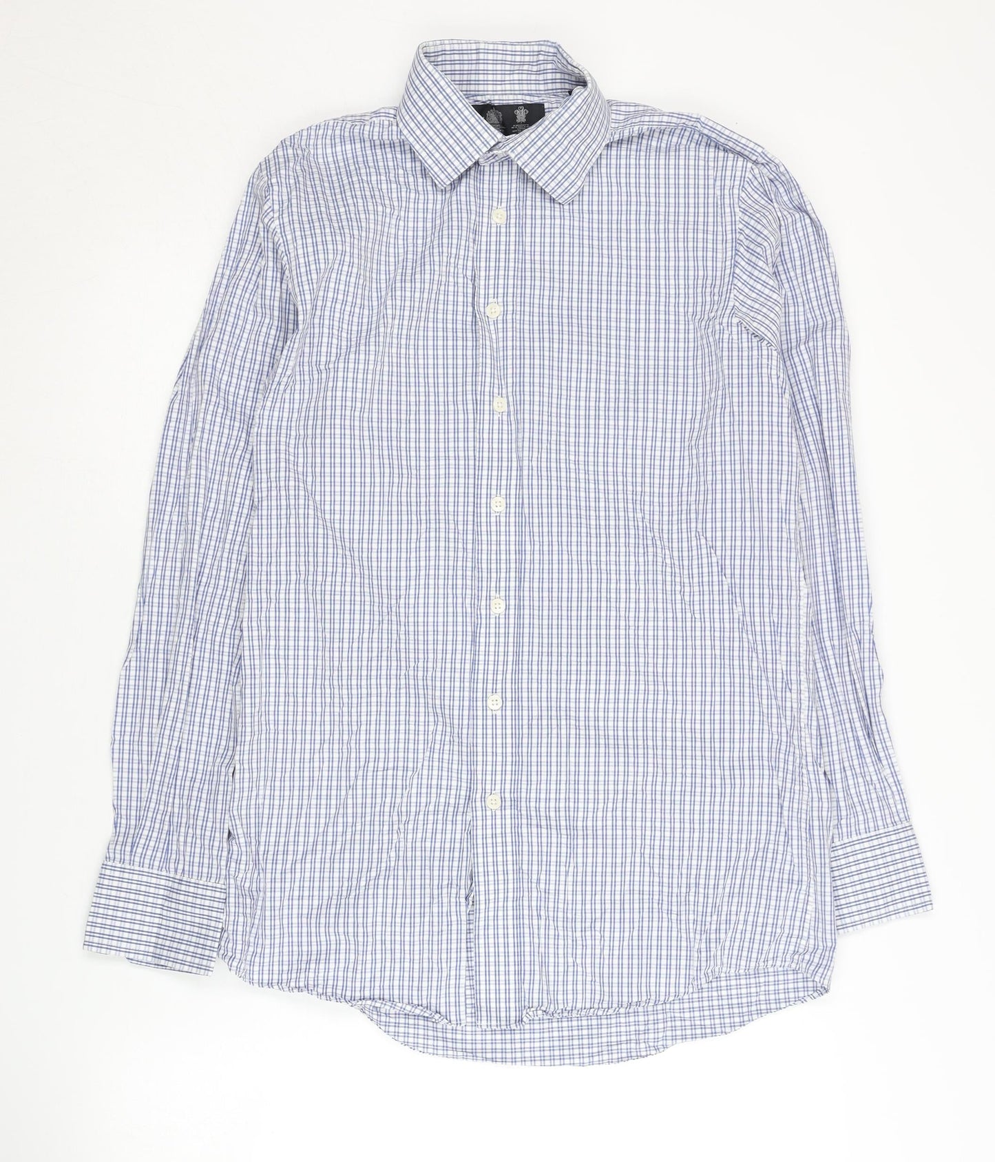 Austin Reed Men's Blue Check Button-Up Shirt 14.5R