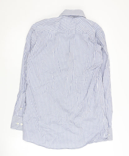 Austin Reed Men's Blue Check Button-Up Shirt 14.5R