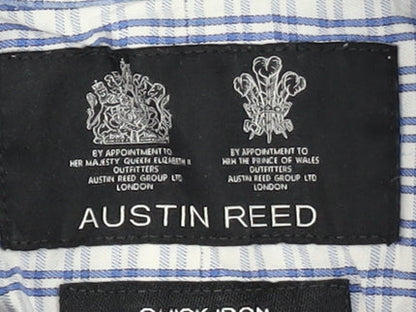 Austin Reed Men's Blue Check Button-Up Shirt 14.5R