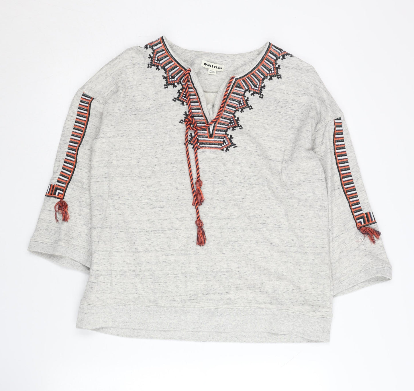 Whistles Women's Grey Sweatshirt, Size S, Embroidered Detail