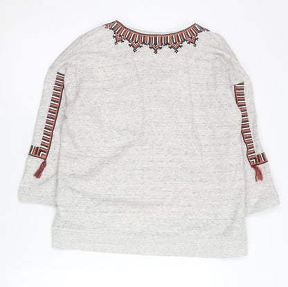 Whistles Women's Grey Sweatshirt, Size S, Embroidered Detail