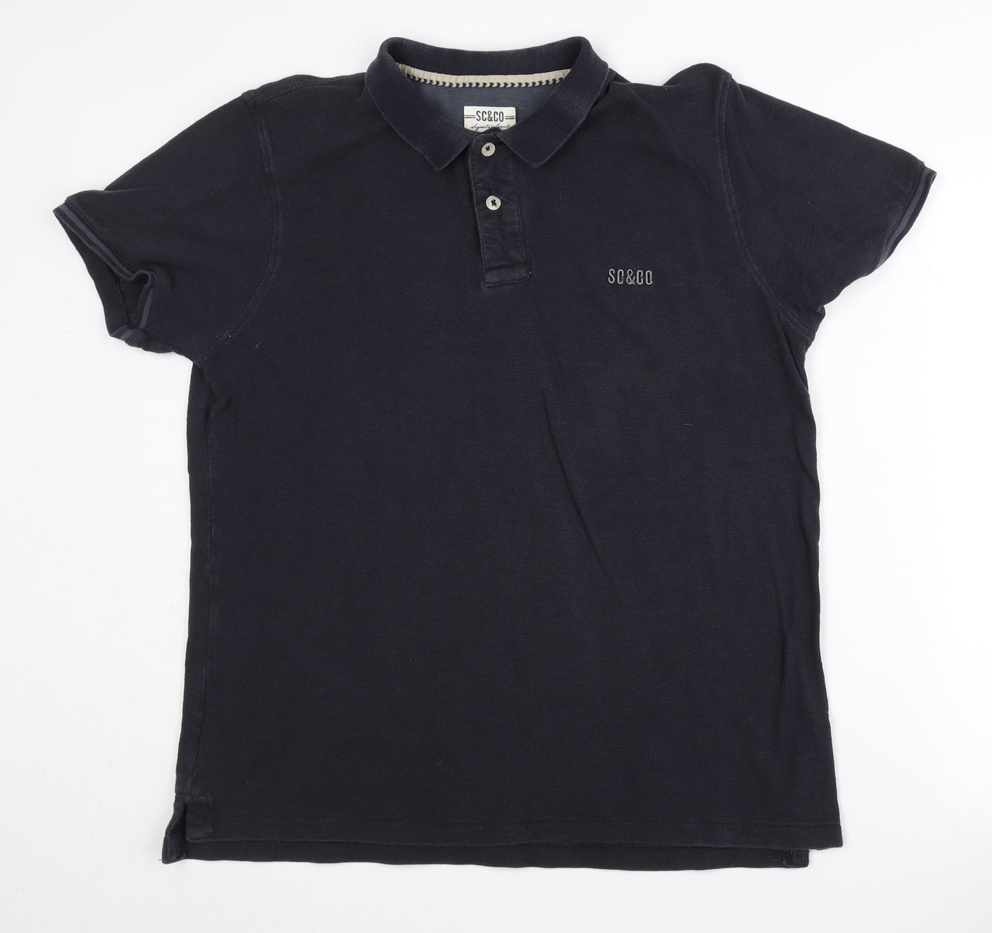 SC&CO Men's Black Polo Shirt - XL Cotton Casual
