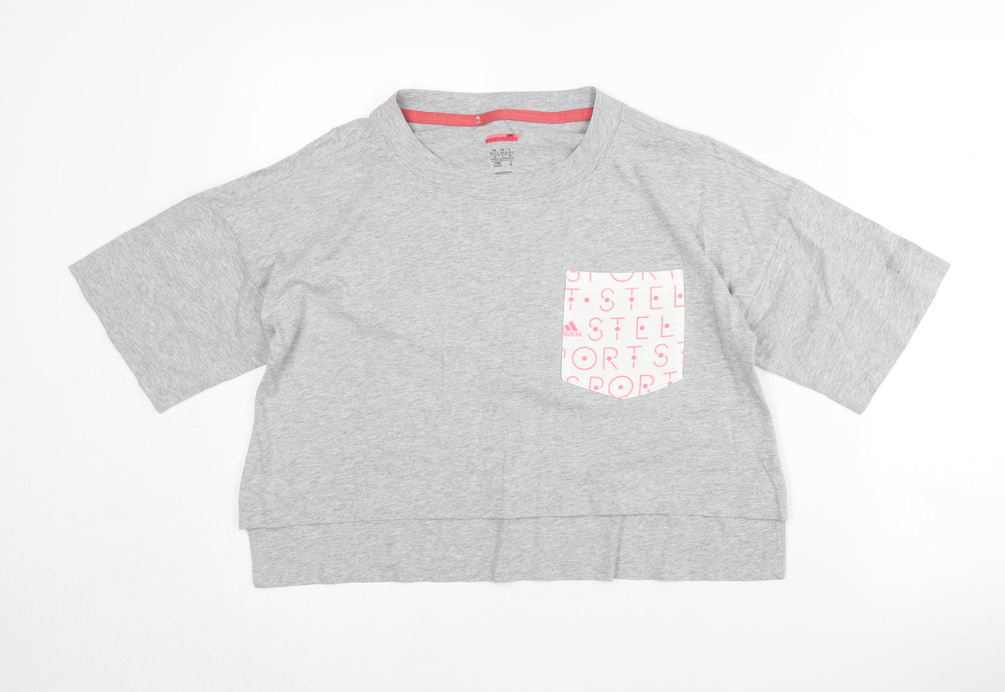 Womens UK Size XS adidas Grey Cropped T-Shirt
